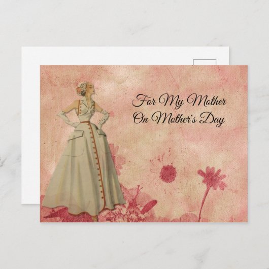 Muttertag Rosa Abstrakte Vintage Frau Postkarte (Vorne/Hinten)