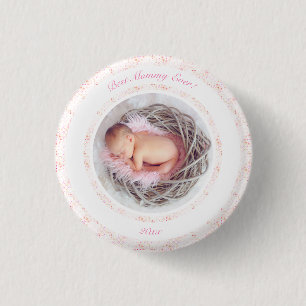 Muttertag Rosa Beste Mama-Ever Baby Foto Geschenk Button