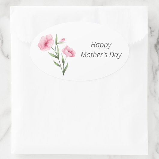 Muttertag rosa Blumenaufkleber Ovaler Aufkleber (Tasche)