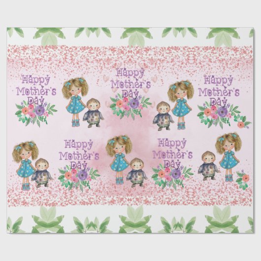 Muttertag rosa Blumenpapier Geschenkpapier (Flach)