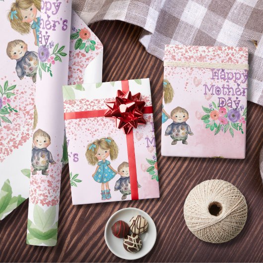 Muttertag rosa Blumenpapier Geschenkpapier