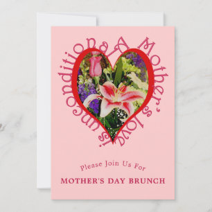 Muttertag Rosa Florale Liebes-Brunch-Einladung Feiertagskarte