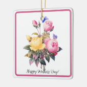 Muttertag Rosa Gelbe Rosen Lila Schmetterling Keramikornament (Links)