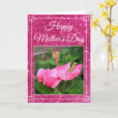 Muttertag Rosa Glitzer Hibiskus Blume Foto Karte (Gelbe Blume)
