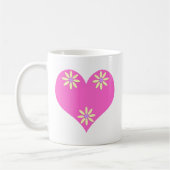 Muttertag Rosa Herz und gelbe Blumen Kaffeetasse (Links)