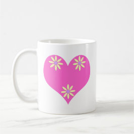 Muttertag Rosa Herz und gelbe Blumen Kaffeetasse
