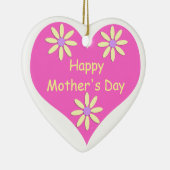 Muttertag Rosa Herz und gelbe Blumen Keramikornament (Rechts)