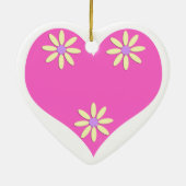 Muttertag Rosa Herz und gelbe Blumen Keramikornament (Hinten)