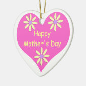 Muttertag Rosa Herz und gelbe Blumen Keramikornament (Links)