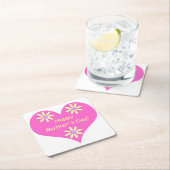 Muttertag Rosa Herz und gelbe Blumen Rechteckiger Pappuntersetzer (Vor Ort)