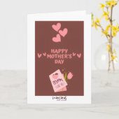 Muttertag - Rosa Herzen Karte (Gelbe Blume)
