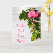 Muttertag rosa Hibiskus Beste Mama Karte (Gelbe Blume)