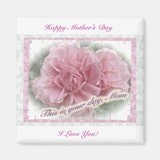 Muttertag rosa Kletterrosa Rose blüht Magnet (Vorne)