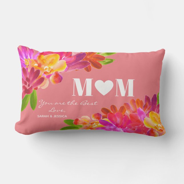 Muttertag Rosa Mama Florals Lendenkissen (Vorderseite)