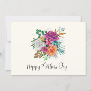 Muttertag Rosa, Orange und Weiße Rosen  Karte