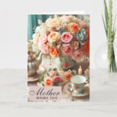 Muttertag rosa Rose Teacup Karte (Vorderseite)