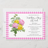 Muttertag rosa Rosen Brunch Einladung (Vorderseite)