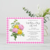 Muttertag rosa Rosen Brunch Einladung (Stehend Vorderseite)