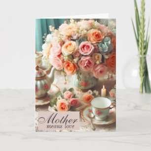 Muttertag Rosa Rosen-Teetasse  Karte