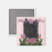 Muttertag - Rosa Tulips - Cairn Terrier - Rosco Magnet (Vorderseite/Rückseite)