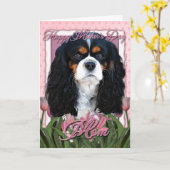 Muttertag - rosa Tulips - Cavalier - trifarbig Karte (Gelbe Blume)