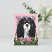 Muttertag - rosa Tulips - Cavalier - trifarbig Postkarte (Stehend Vorderseite)