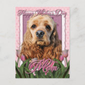 Muttertag - Rosa Tulips - Cocker Spaniel Postkarte (Vorderseite)