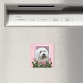 Muttertag - Rosa Tulips - Coton de Tulear Magnet (In Situ (Geschirrspüler))