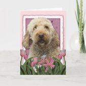 Muttertag - Rosa Tulips - Golden Doodle Karte (Vorderseite)