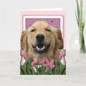 Muttertag - Rosa Tulips - Golden Retriever Karte (Vorderseite)
