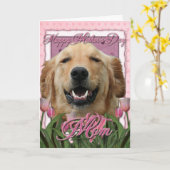 Muttertag - Rosa Tulips - Golden Retriever Karte (Gelbe Blume)