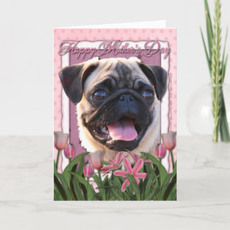 Muttertag - Rosa Tulips - Mops Karte
