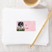Muttertag - Rosa Tulips - Saint Bernard - Mae Adressaufkleber (Insitu)