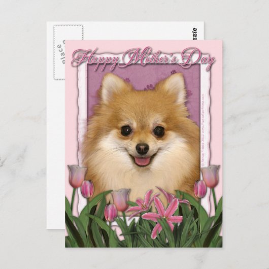 Muttertag - Rosa Tulips - Spitz Postkarte (Vorne/Hinten)