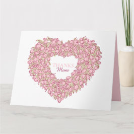 Muttertag rosa Tulpe Herz Bouquet Tintenkunst Karte