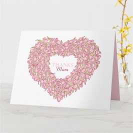 Muttertag rosa Tulpe Herz Bouquet Tintenkunst Karte