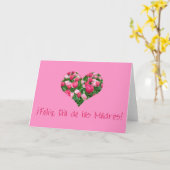 Muttertag rosa Tulpenherzen Karte Spanisch (Gelbe Blume)