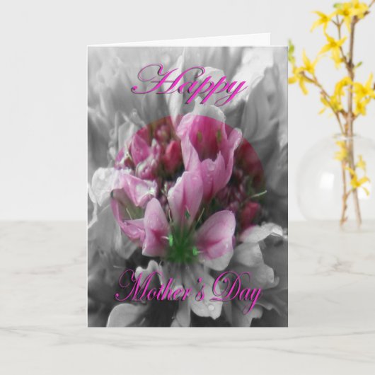 Muttertag Rosa und grüne Blume Karte (Gelbe Blume)