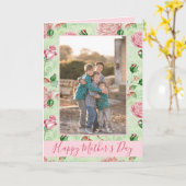 Muttertag Rosa und grünes Foto Karte (Gelbe Blume)