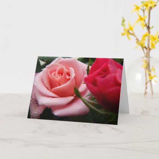 Muttertag Rosa und Rote Rose Karte (Gelbe Blume)