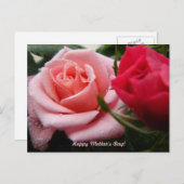 Muttertag Rosa und Rote Rose Postkarte (Vorne/Hinten)