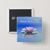 Muttertag rosa Wasserlilie Button (Vorne & Hinten)