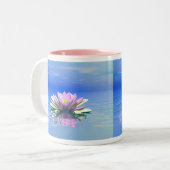 Muttertag rosa Wasserlilie Zweifarbige Tasse (Vorderseite Links)