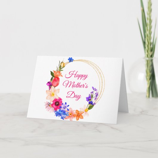 Muttertag Rosa Wildblume Karte (Vorderseite)