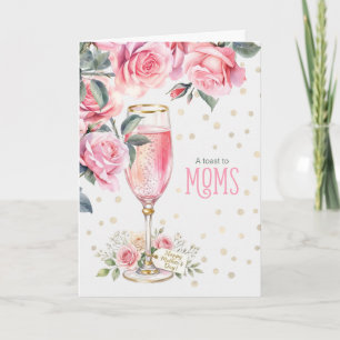 Muttertag Rosé Champagner und Rosen Freude Feiertagskarte
