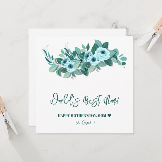 Muttertag-Rosengrün-Gruß Karte (Vorderseite/Rückseite Beispiel)