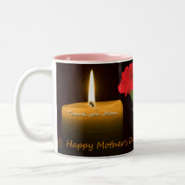 Muttertag rote Rose und Kerze Zweifarbige Tasse