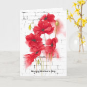 Muttertag Roter Mohn auf Brick Karte (Gelbe Blume)