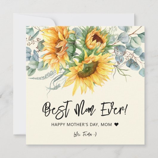 Muttertag Rustikale Sonnenblume Eukalyptus Grüne Karte (Vorderseite)