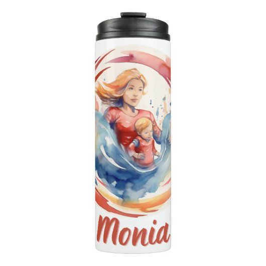 Muttertag Schöne Mutter mit Kind Thermosbecher (Vorderseite)